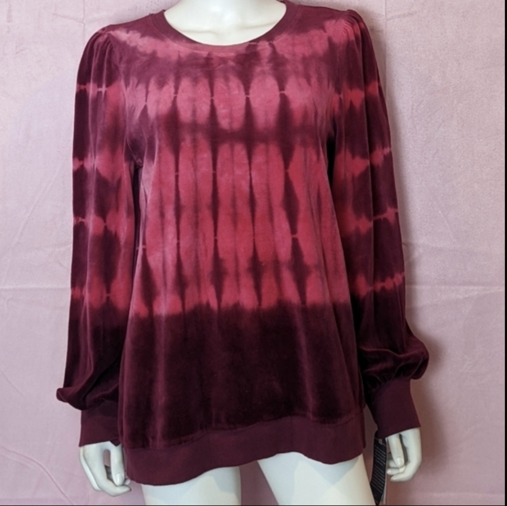 Democracy Pink Velour Tie Dye Pullover Sweatshirt